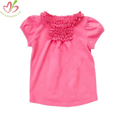 Short Sleeves Shirt with Ruffles around Neck