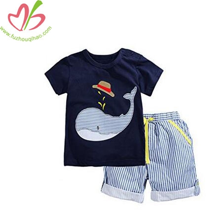 Boys' Cotton Applique Clothing Short Sets