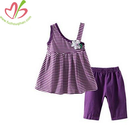 Girls' Shorts Purple Set Stripe Cute Outfit