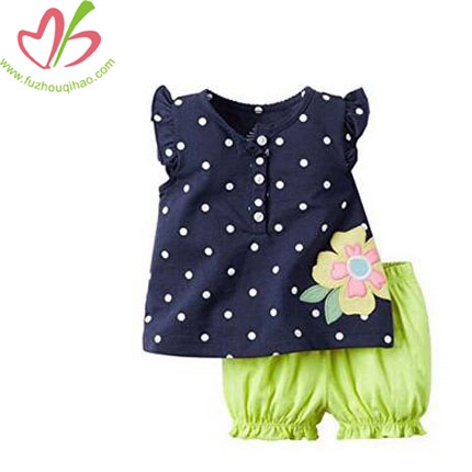 Girls Summer Cute Dots Vest T-shirt Tops Bloomers Pants Outfits Set