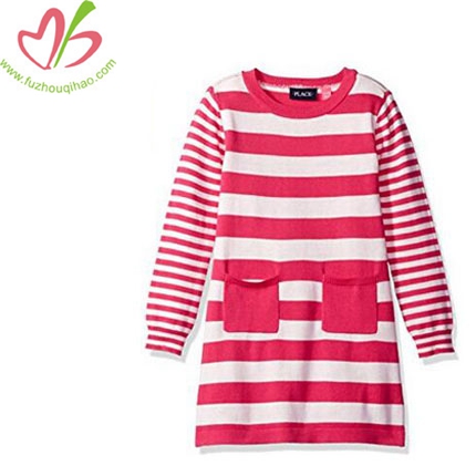 Girls' Long Sleeve Stripe Sweater Dress