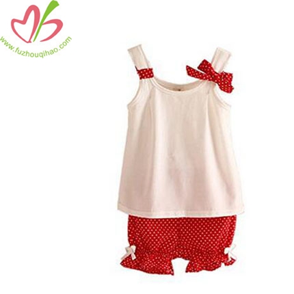 Girls' Short Set Summer Dot 2pcs Outfit