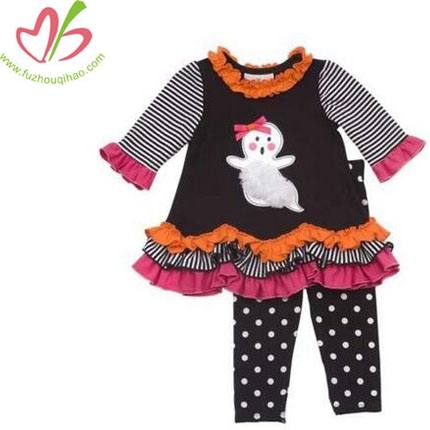 Girls Black Applique Fall Halloween Dress Outfit