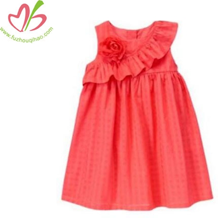 Summer Girls Coral Color Ruffle Dress