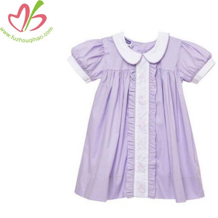 Girl's Cotton Knit Purple Short Sleeve Top