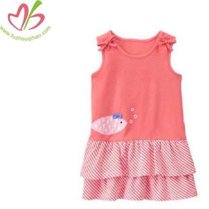 Girl's Knit Pink Ruffle Tank Dress Top