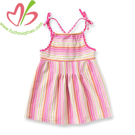 Pink Girl's Striped Tie dress