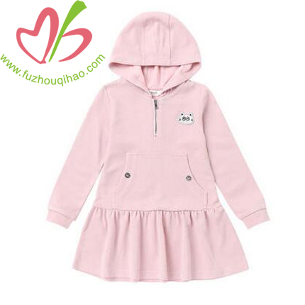 Pink Girl's Hoody Dresses with Hood