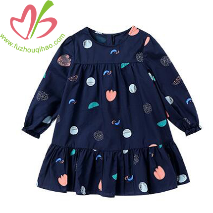 Girl's Navy Long Sleeve Dress