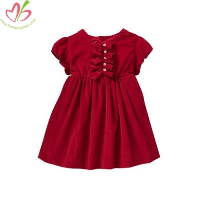 Red Corduroy Kids Girl's Dress