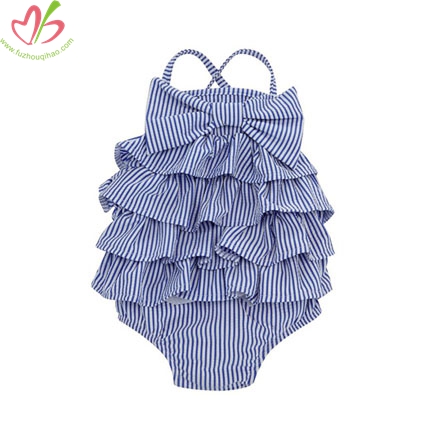 Blue Stripe Children One Pc Swimming Suits