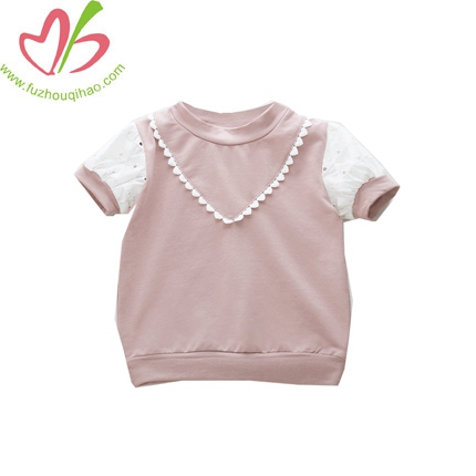 Baby Girls Pink T-shirt In The Summer Of Hollow Sleeve Blouse