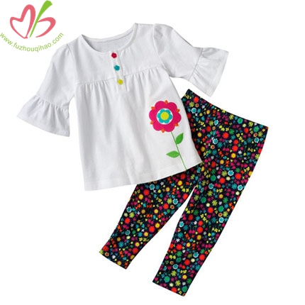 3/4 Sleeves Children Blouse with Legging Set