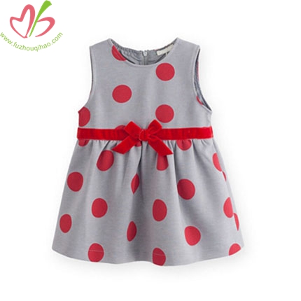 Sleeveless Polkadot Printed Kids Dress