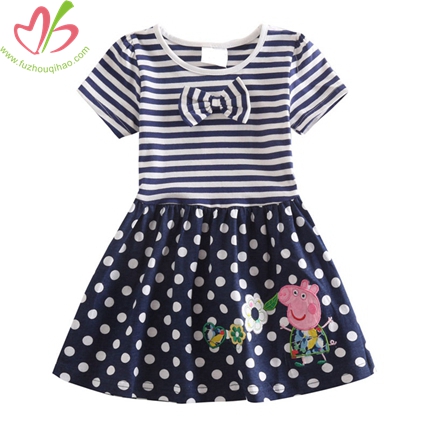 Navy Cotton/Spandex Children Dress