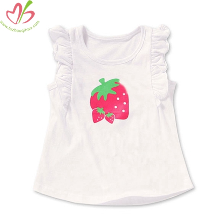 Strawberry Printing Flutter Sleeves Children Top
