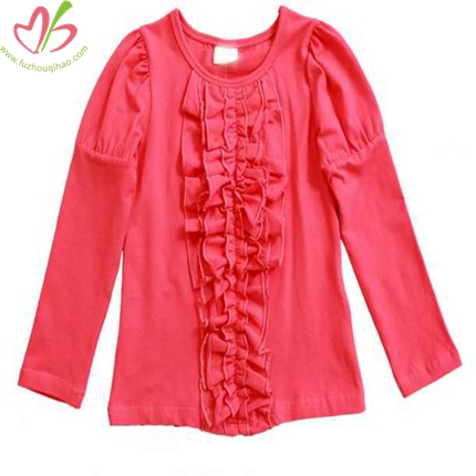 Coral Ruffled Kids Tshirt