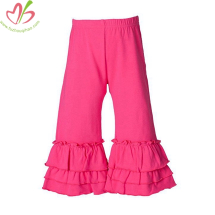 Solid Color Triple Ruffle Pants for Children