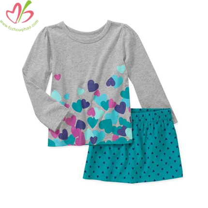 Long Sleeves Children Blouse with Skirt